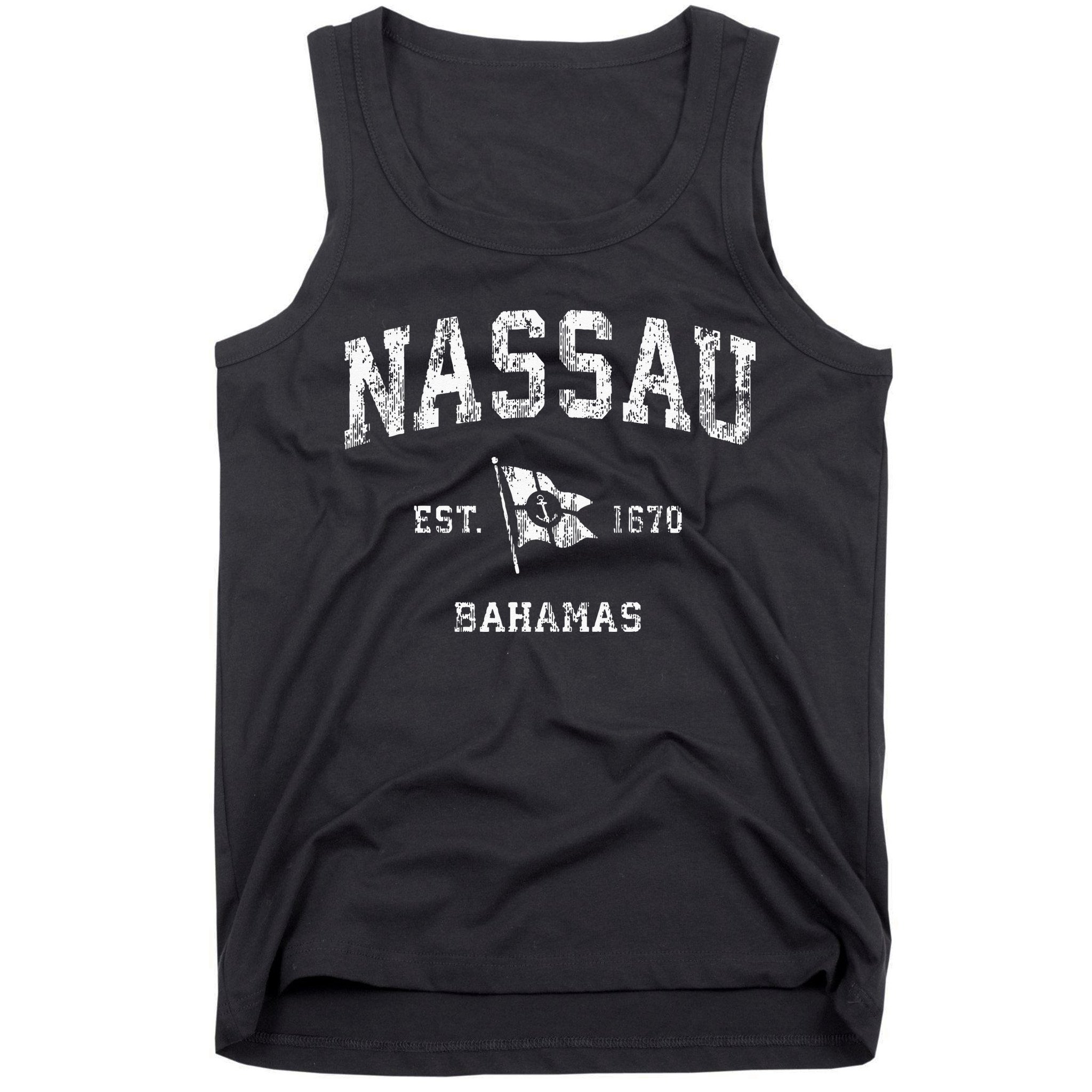 Nassau Bahamas Vintage Nautical Boat Anchor Flag Sports Tank Top