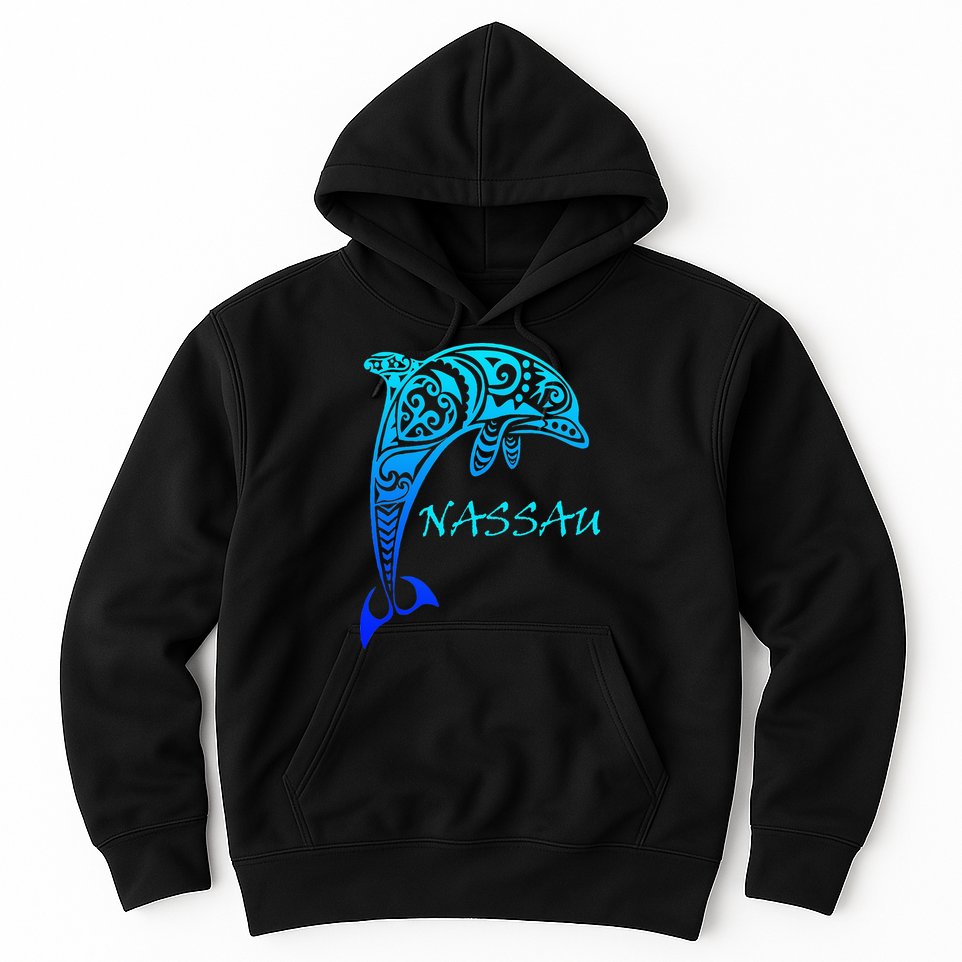 Nassau Bahamas Vintage Retro Tribal Dolphin Vacation Hoodie