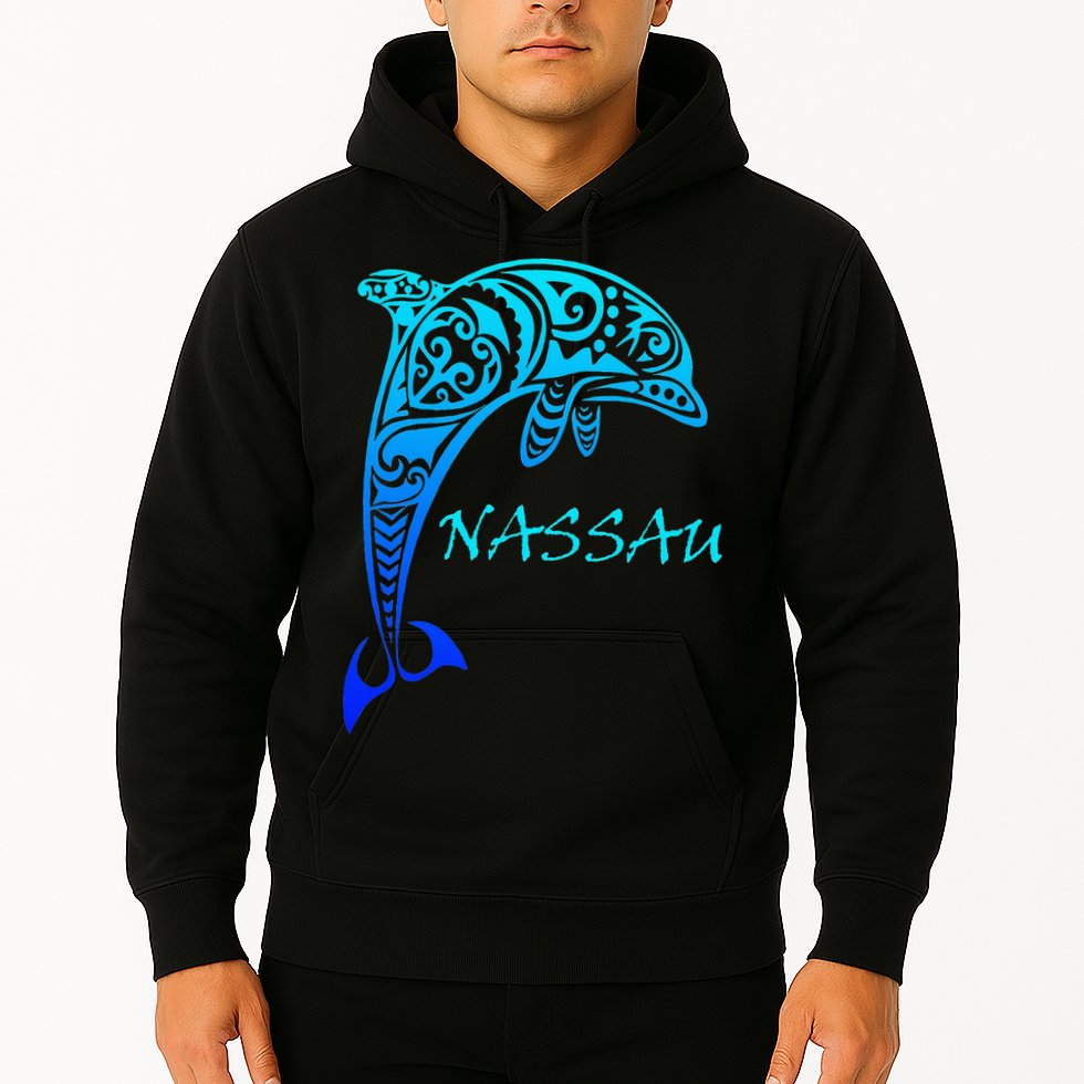 Nassau Bahamas Vintage Retro Tribal Dolphin Vacation Hoodie