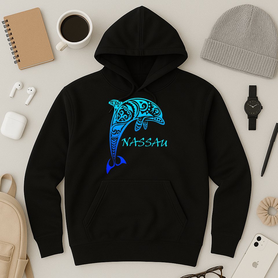 Nassau Bahamas Vintage Retro Tribal Dolphin Vacation Hoodie