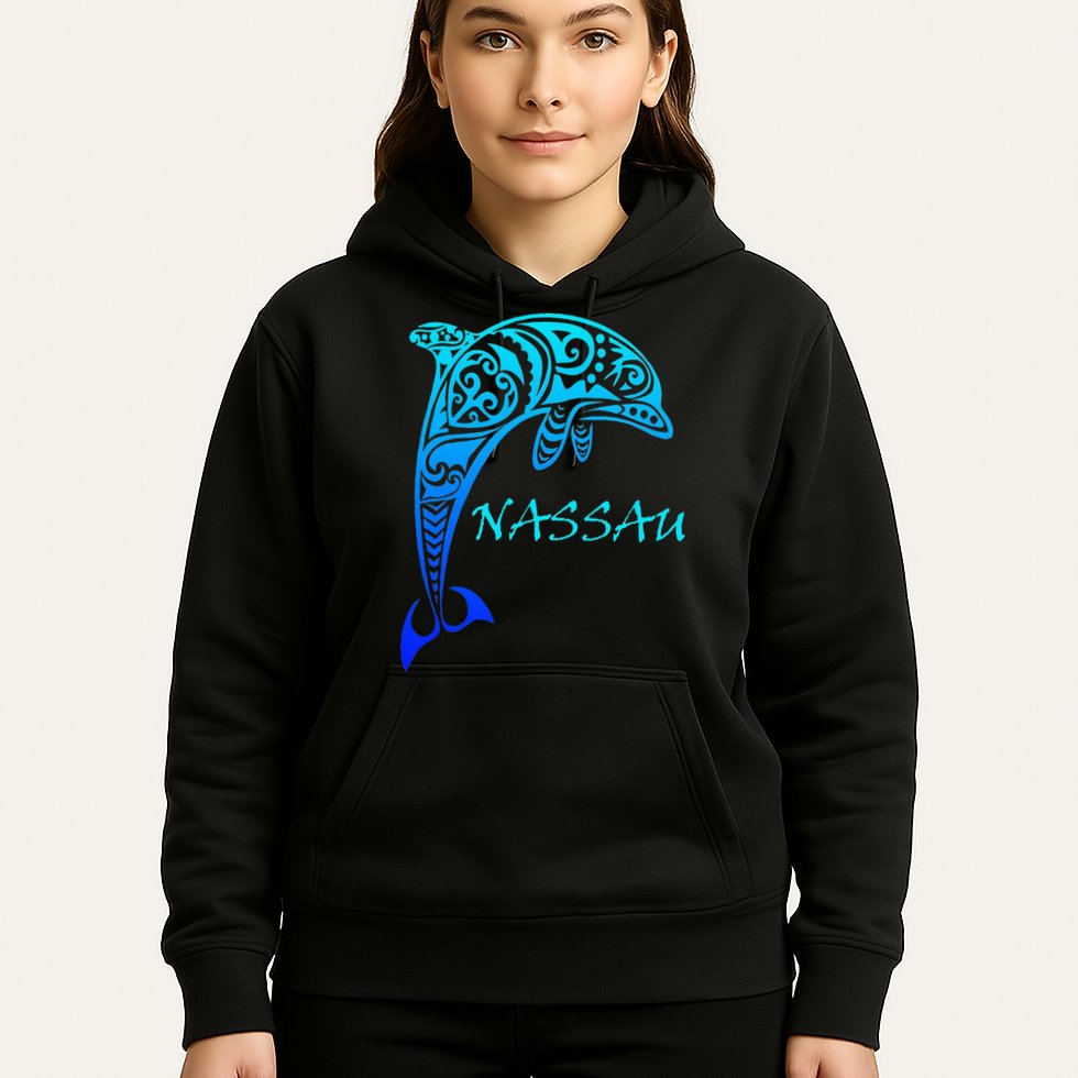 Nassau Bahamas Vintage Retro Tribal Dolphin Vacation Hoodie