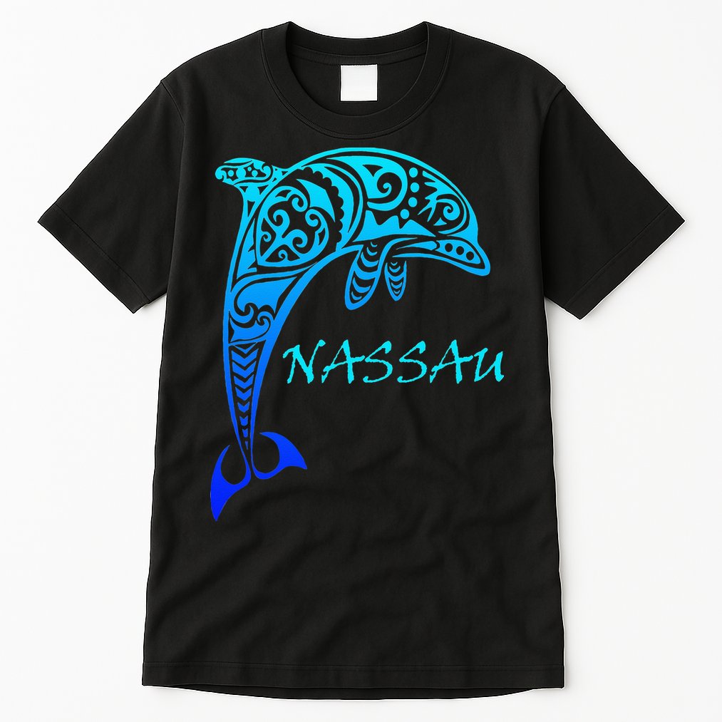 Nassau Bahamas Vintage Retro Tribal Dolphin Vacation Tall T-Shirt
