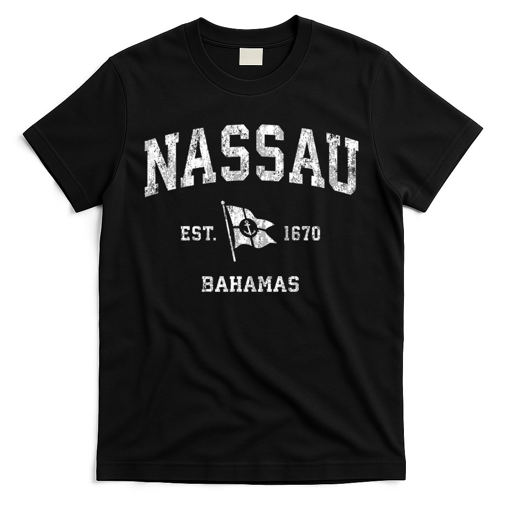 Nassau Bahamas Vintage Nautical Boat Anchor Flag Sports Gift T-Shirt