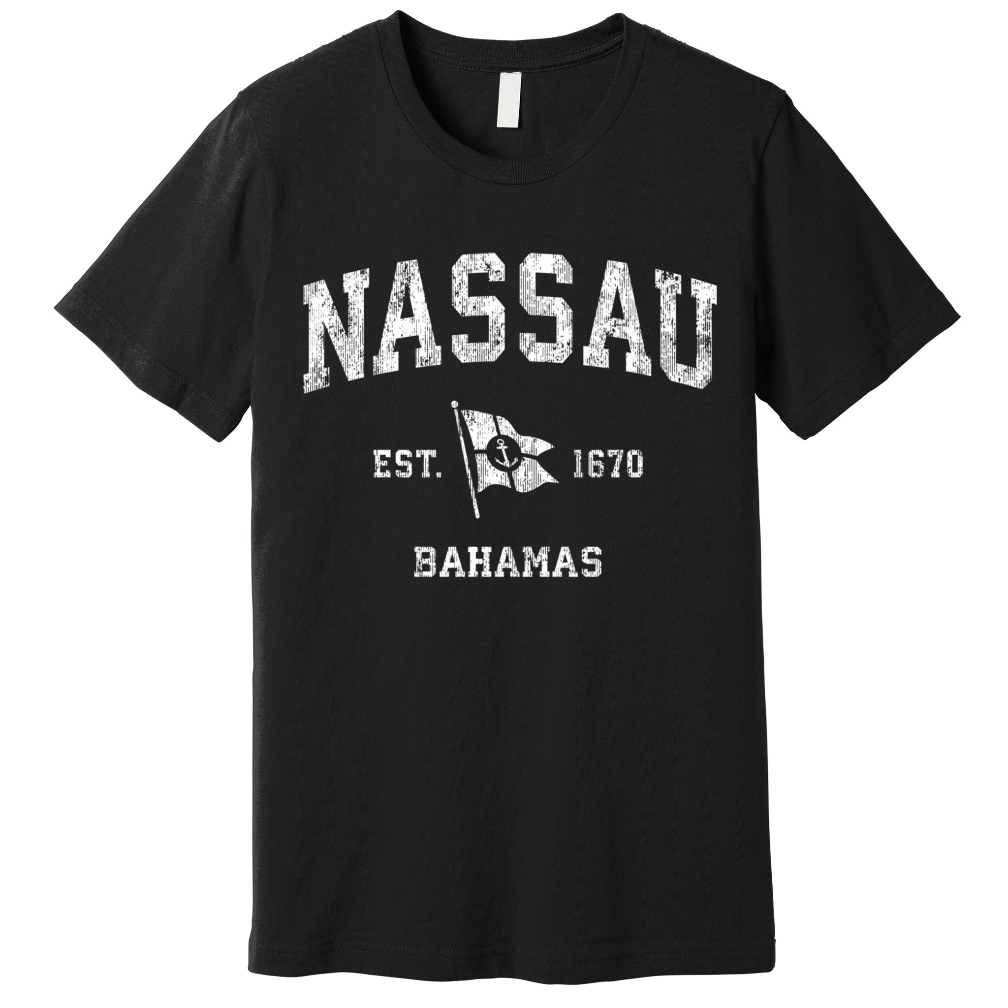 Nassau Bahamas Vintage Nautical Boat Anchor Flag Sports Gift Premium T-Shirt