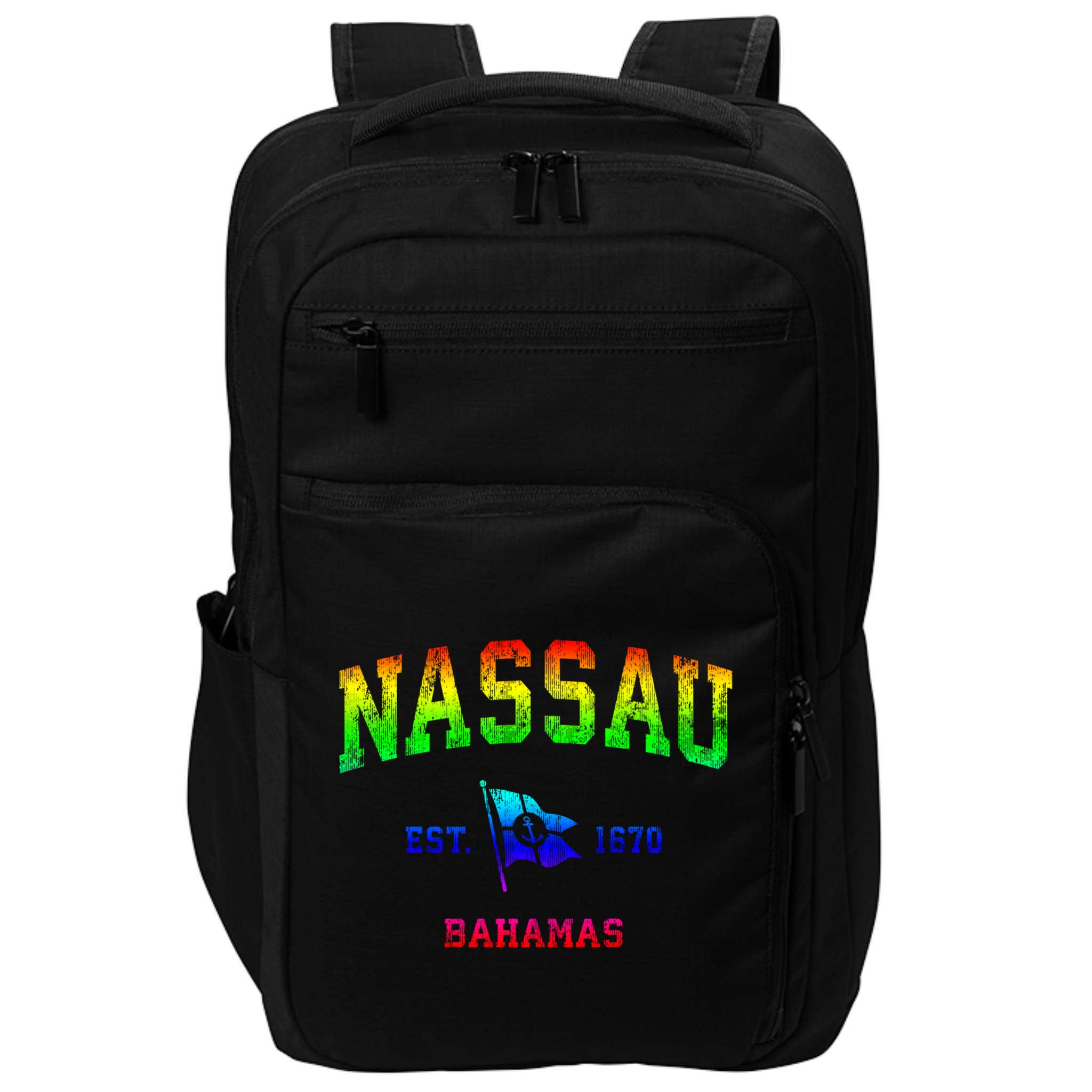 Nassau Bahamas Vintage Nautical Boat Anchor Flag Sports Gift Impact Tech Backpack