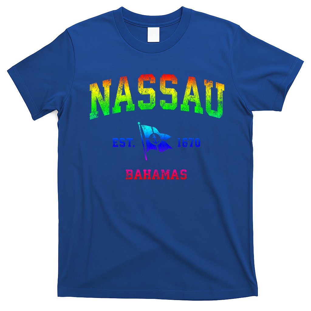 Nassau Bahamas Vintage Nautical Boat Anchor Flag Sports Gift T-Shirt