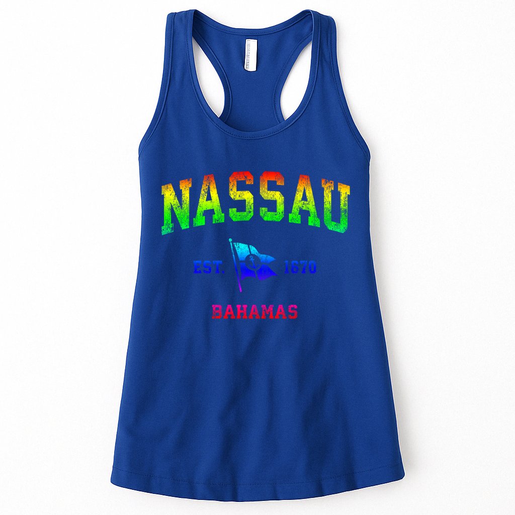 Nassau Bahamas Vintage Nautical Boat Anchor Flag Sports Gift Womens Tank Top