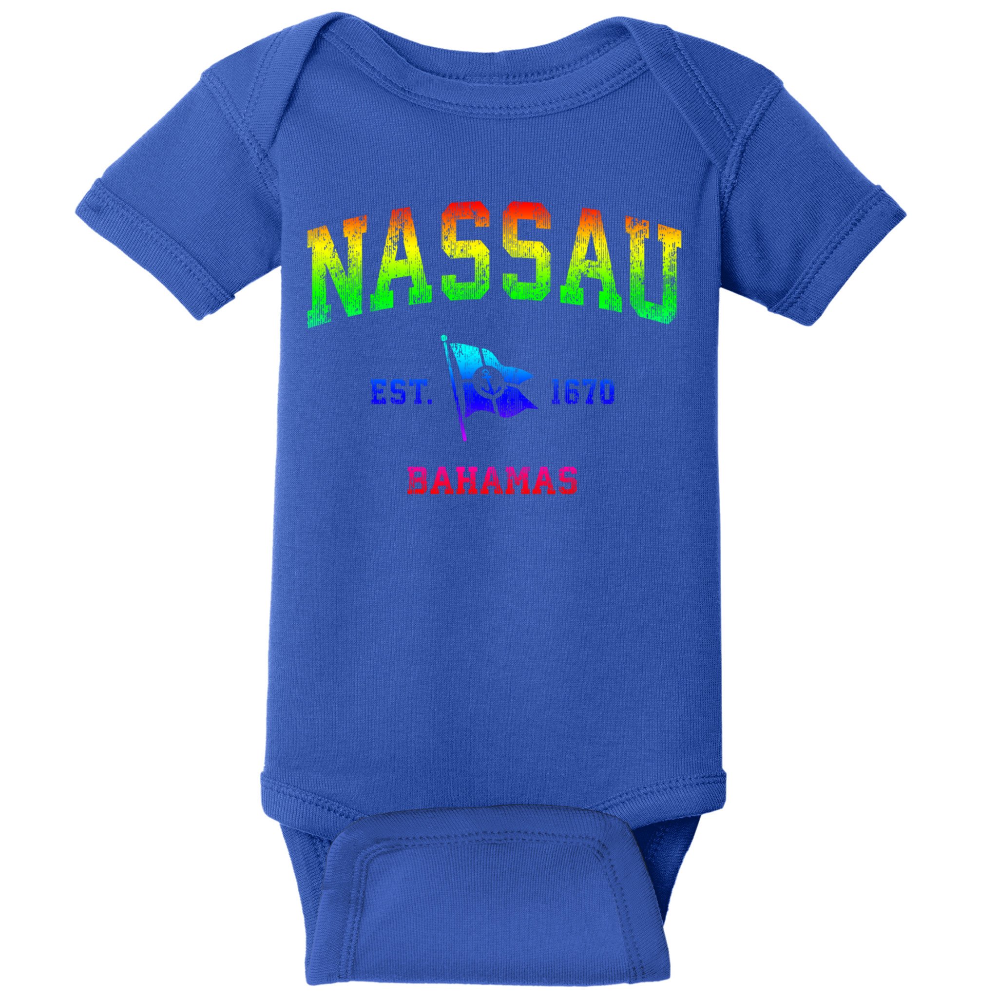 Nassau Bahamas Vintage Nautical Boat Anchor Flag Sports Gift Baby Bodysuit