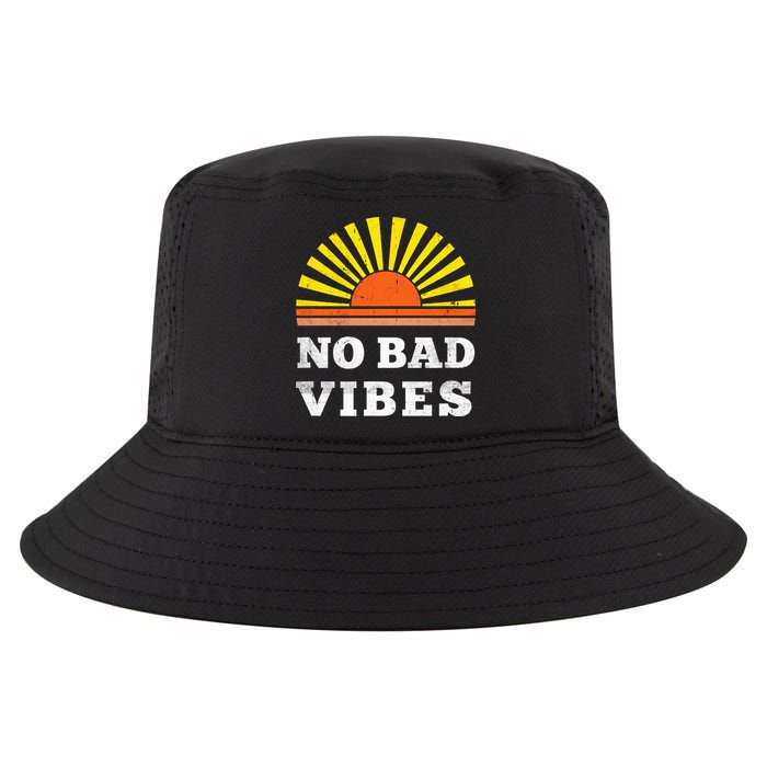 No Bad Vibes Retro Summer Sunset Think Positive Wellbeing Cool Comfort Performance Bucket Hat