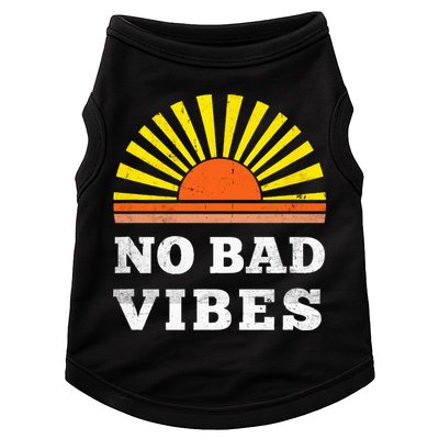 No Bad Vibes Retro Summer Sunset Think Positive Wellbeing Doggie Tank
