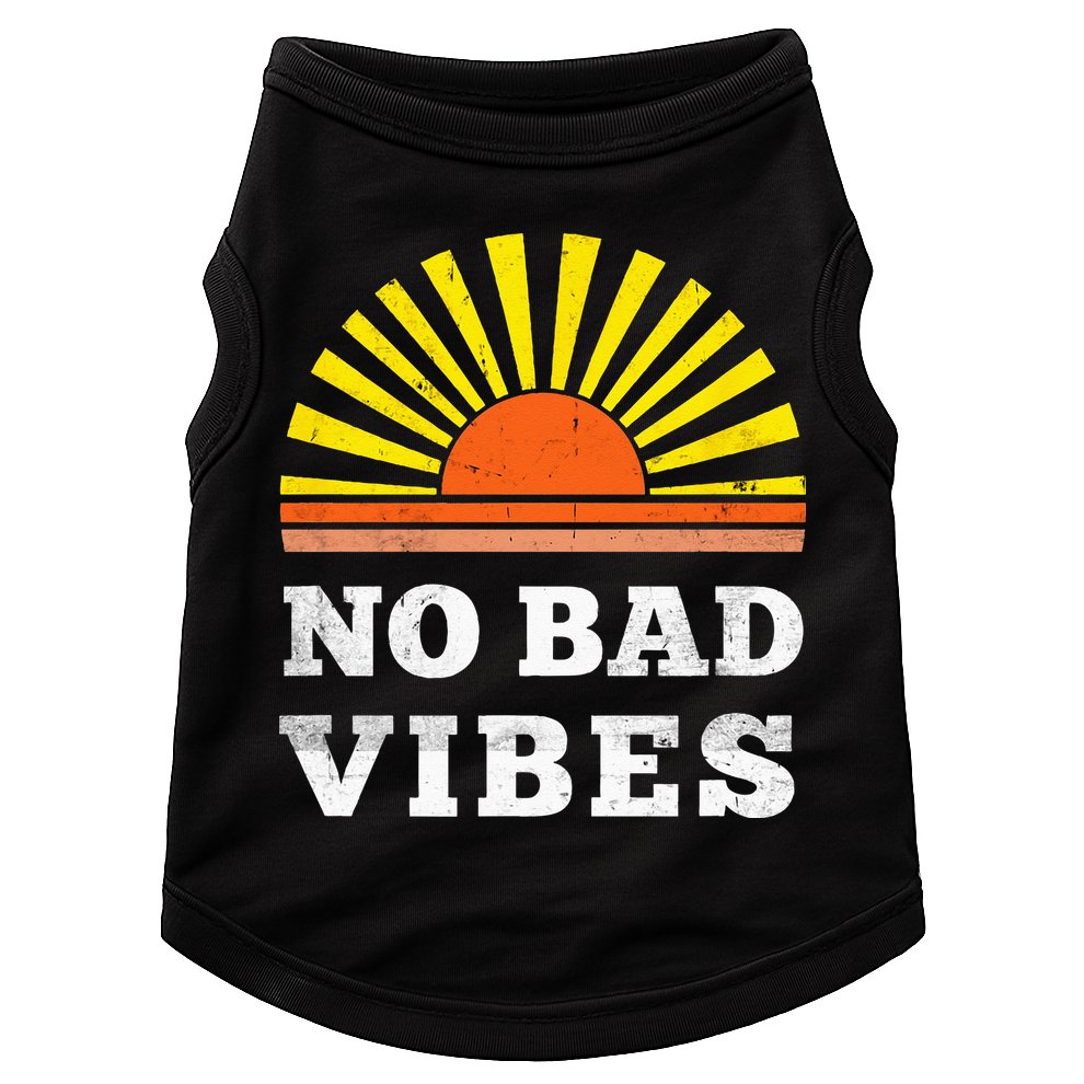 No Bad Vibes Retro Summer Sunset Think Positive Wellbeing Doggie Tank