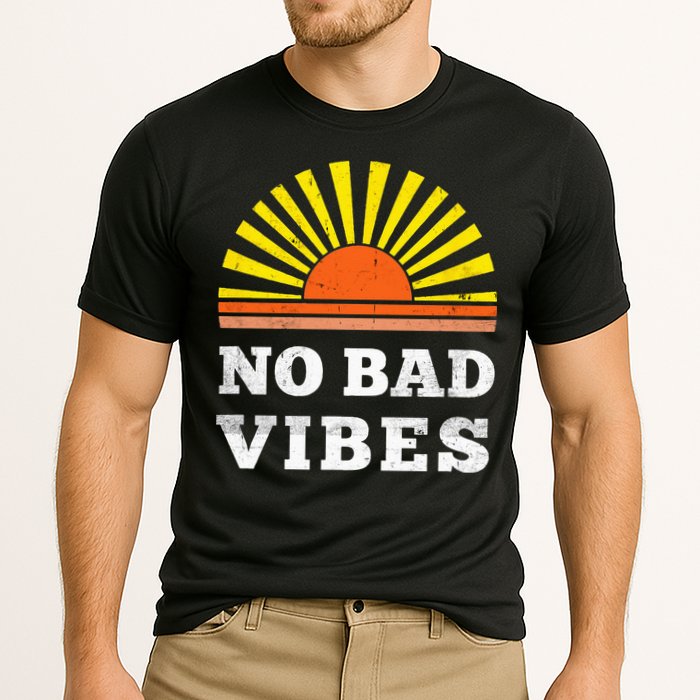 No Bad Vibes Retro Summer Sunset Think Positive Wellbeing Performance Shirt