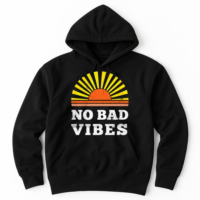 No Bad Vibes Retro Summer Sunset Think Positive Wellbeing Hoodie