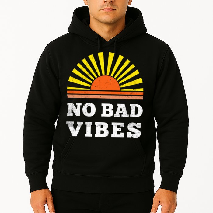 No Bad Vibes Retro Summer Sunset Think Positive Wellbeing Hoodie