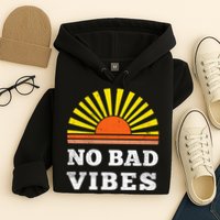 No Bad Vibes Retro Summer Sunset Think Positive Wellbeing Hoodie