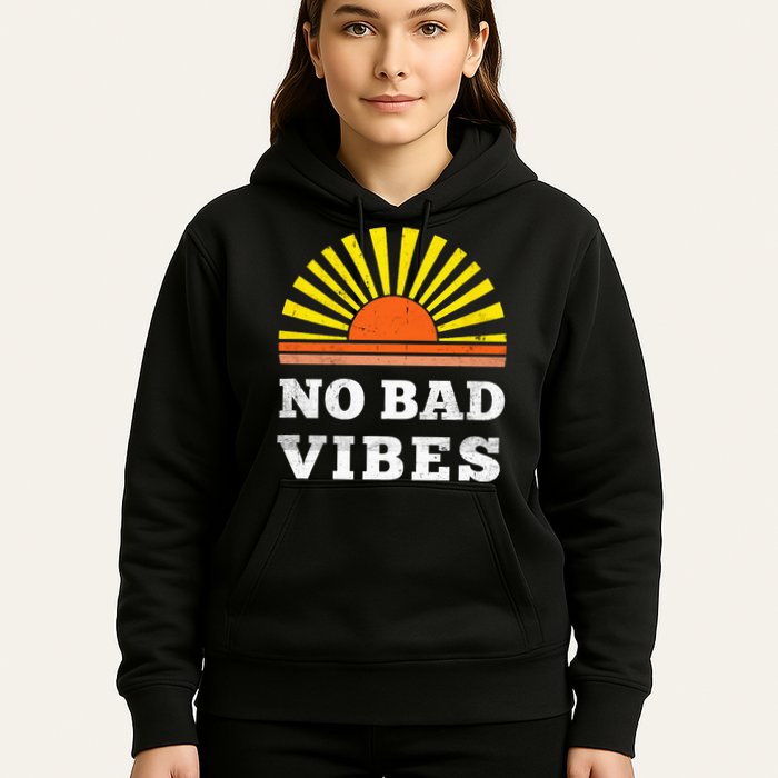 No Bad Vibes Retro Summer Sunset Think Positive Wellbeing Hoodie