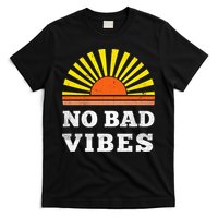 No Bad Vibes Retro Summer Sunset Think Positive Wellbeing T-Shirt