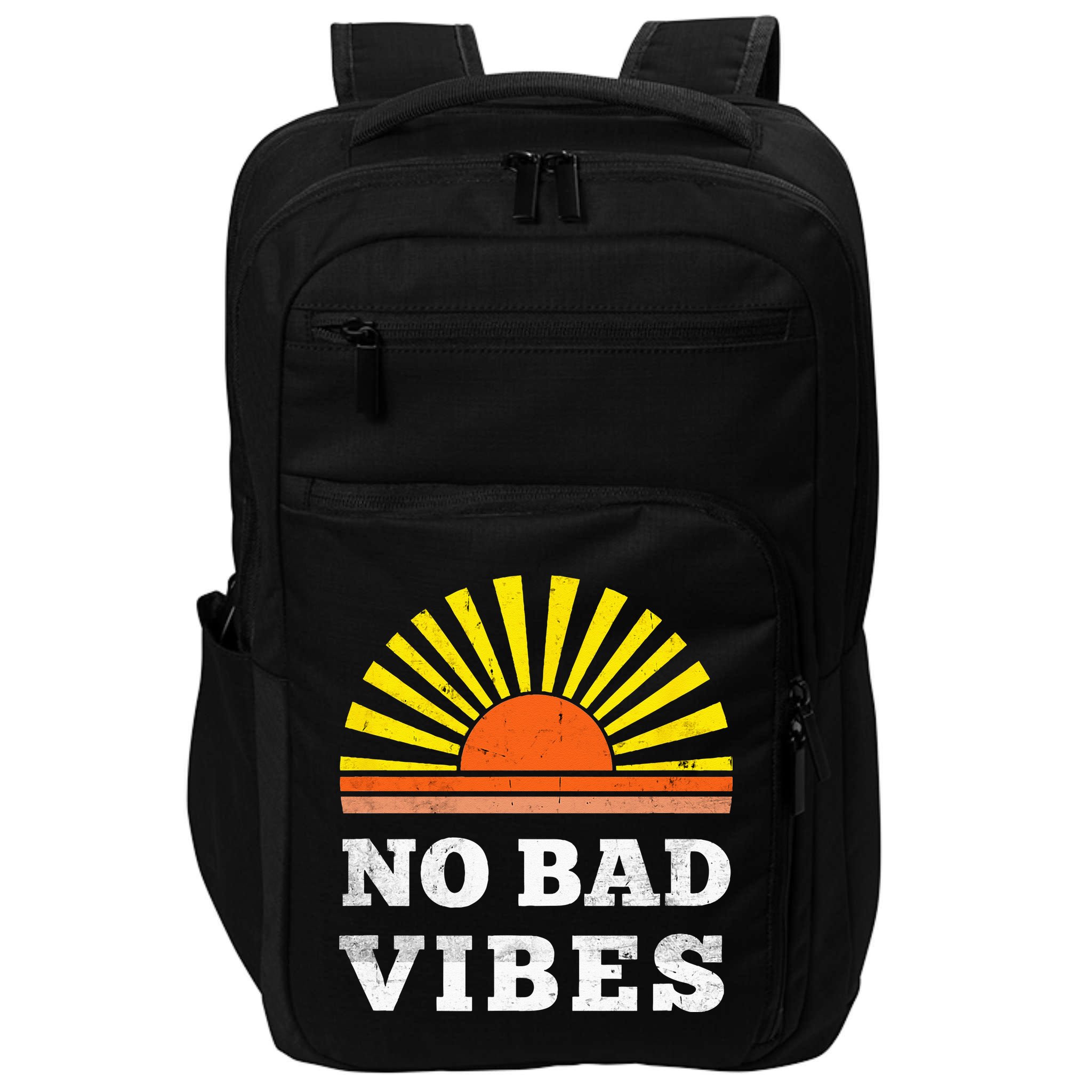 No Bad Vibes Retro Summer Sunset Think Positive Wellbeing Impact Tech Backpack