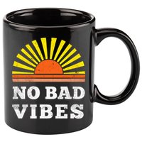 No Bad Vibes Retro Summer Sunset Think Positive Wellbeing 11oz C Handle Ceramic Mug