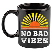 No Bad Vibes Retro Summer Sunset Think Positive Wellbeing 11oz C Handle Ceramic Mug