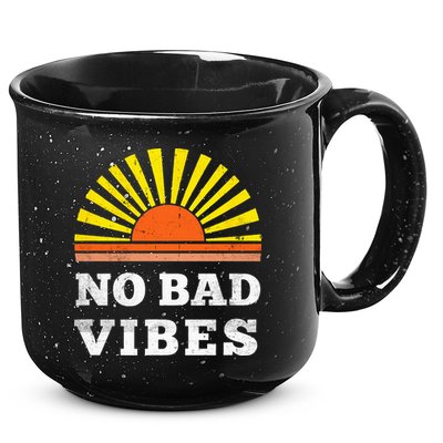 No Bad Vibes Retro Summer Sunset Think Positive Wellbeing 15oz Campfire Ceramic Mug