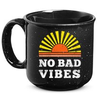 No Bad Vibes Retro Summer Sunset Think Positive Wellbeing 15oz Campfire Ceramic Mug