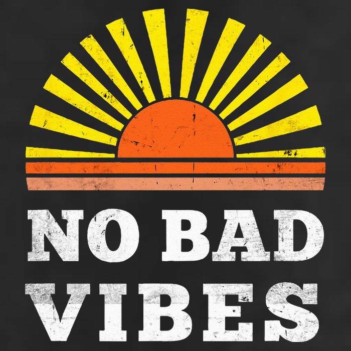 No Bad Vibes Retro Summer Sunset Think Positive Wellbeing Beanie