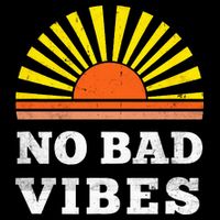 No Bad Vibes Retro Summer Sunset Think Positive Wellbeing Flat Bill Trucker Hat