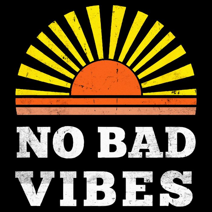 No Bad Vibes Retro Summer Sunset Think Positive Wellbeing Flat Bill Trucker Hat