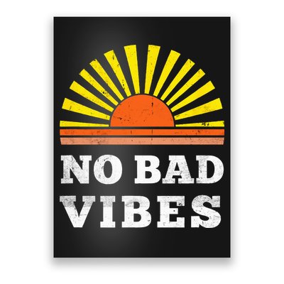 No Bad Vibes Retro Summer Sunset Think Positive Wellbeing Poster