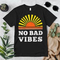 No Bad Vibes Retro Summer Sunset Think Positive Wellbeing Premium T-Shirt