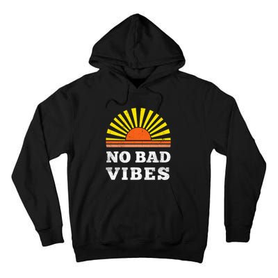 No Bad Vibes Retro Summer Sunset Think Positive Wellbeing Tall Hoodie