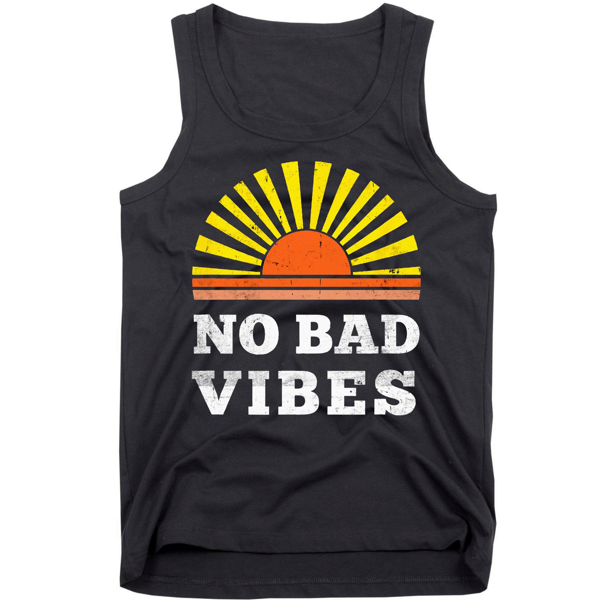 No Bad Vibes Retro Summer Sunset Think Positive Wellbeing Tank Top