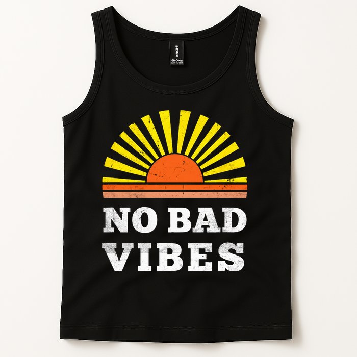 No Bad Vibes Retro Summer Sunset Think Positive Wellbeing Tank Top