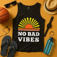 No Bad Vibes Retro Summer Sunset Think Positive Wellbeing Tank Top