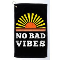 No Bad Vibes Retro Summer Sunset Think Positive Wellbeing Golf Towel