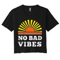 No Bad Vibes Retro Summer Sunset Think Positive Wellbeing Crop Top