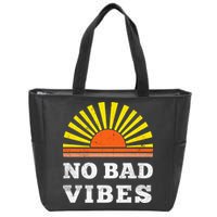 No Bad Vibes Retro Summer Sunset Think Positive Wellbeing Zip Tote Bag
