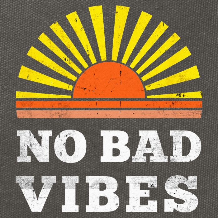 No Bad Vibes Retro Summer Sunset Think Positive Wellbeing Cotton Canvas Backpack