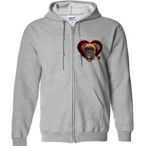 Novelty Boxer Valentine's Day Cool Gift For Doxie Lovers Gift Full Zip Hoodie