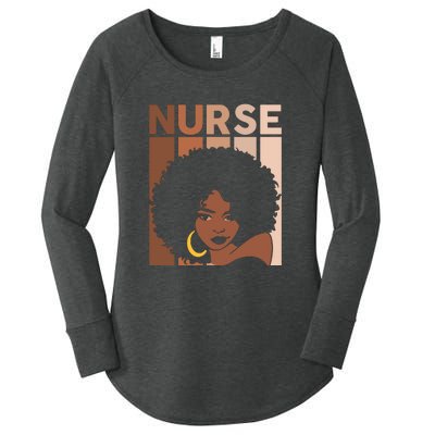 Nurse Black Woman Magic Afro Melanin Queen Black History Women's Perfect Tri Tunic Long Sleeve Shirt