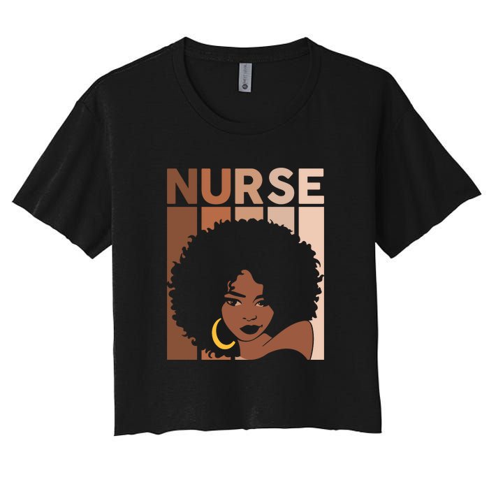 Nurse Black Woman Magic Afro Melanin Queen Black History Women's Crop Top Tee