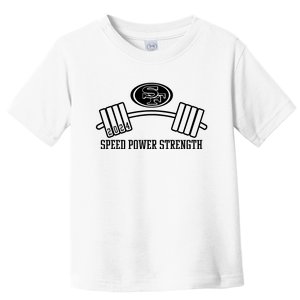 Nick Bosa Wearing 2024 Speed Power Strength Toddler T-Shirt