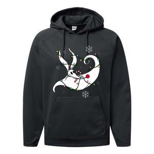 Nightmare Before Xmas Zero Christmas Lights Performance Fleece Hoodie