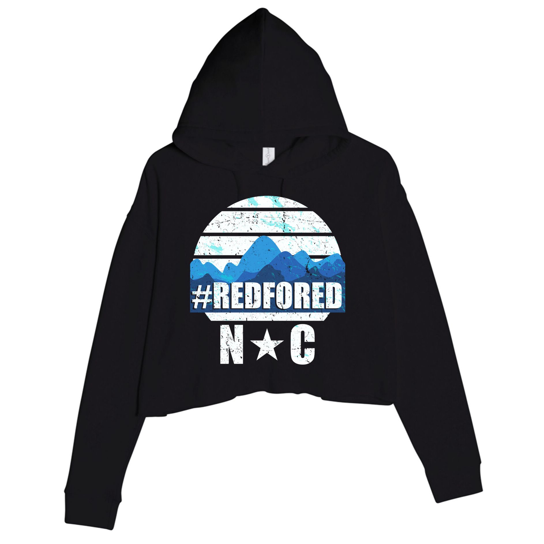 NC Red For Ed North Carolina Mountains Crop Fleece Hoodie