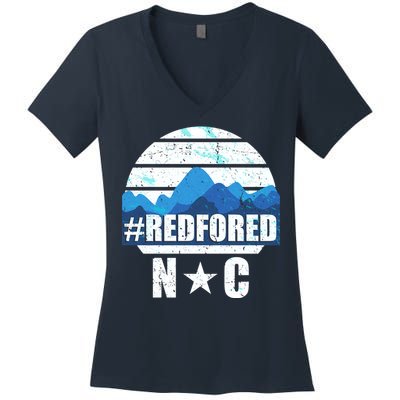 NC Red For Ed North Carolina Mountains Women's V-Neck T-Shirt