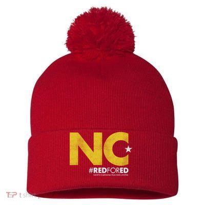 NC Star Red For Ed North Carolina Pom Pom 12in Knit Beanie