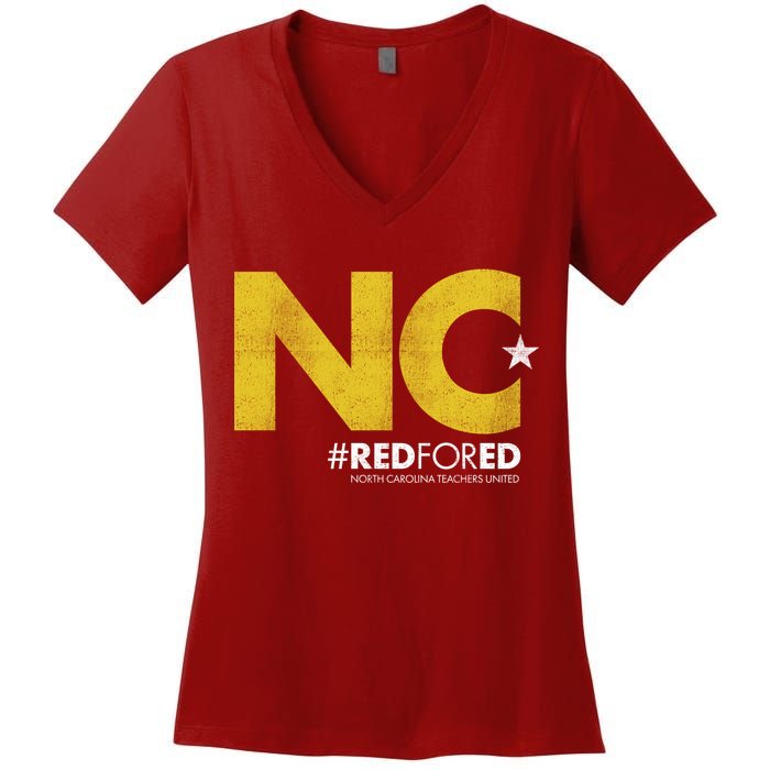 NC Star Red For Ed North Carolina Women's V-Neck T-Shirt