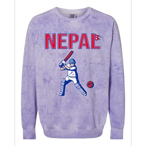 Nepal Cricket 2024 Nepal Flag Cricket Colorblast Crewneck Sweatshirt