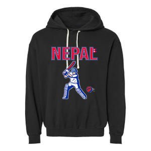 Nepal Cricket 2024 Nepal Flag Cricket Garment-Dyed Fleece Hoodie